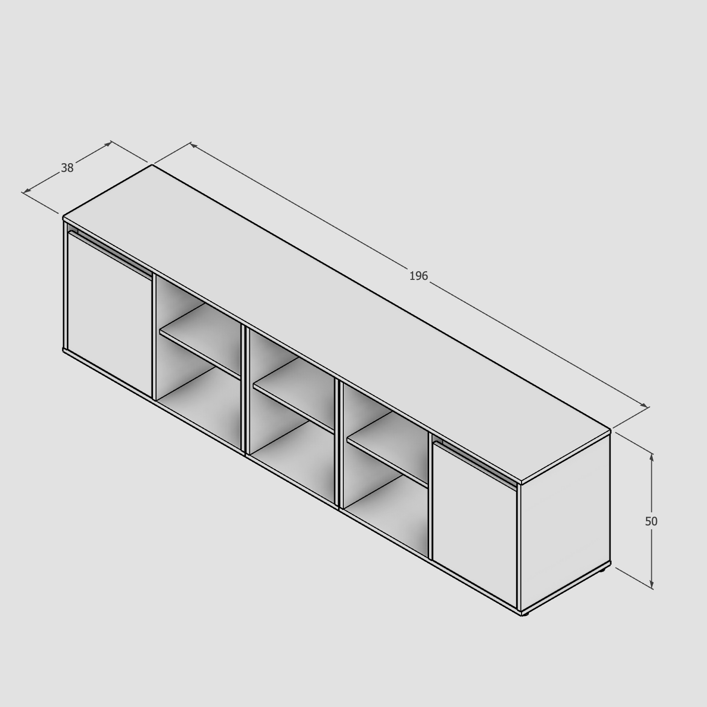 Mueble para TV Grand - Centro de Entretenimiento Espacioso 196x38x50 cm